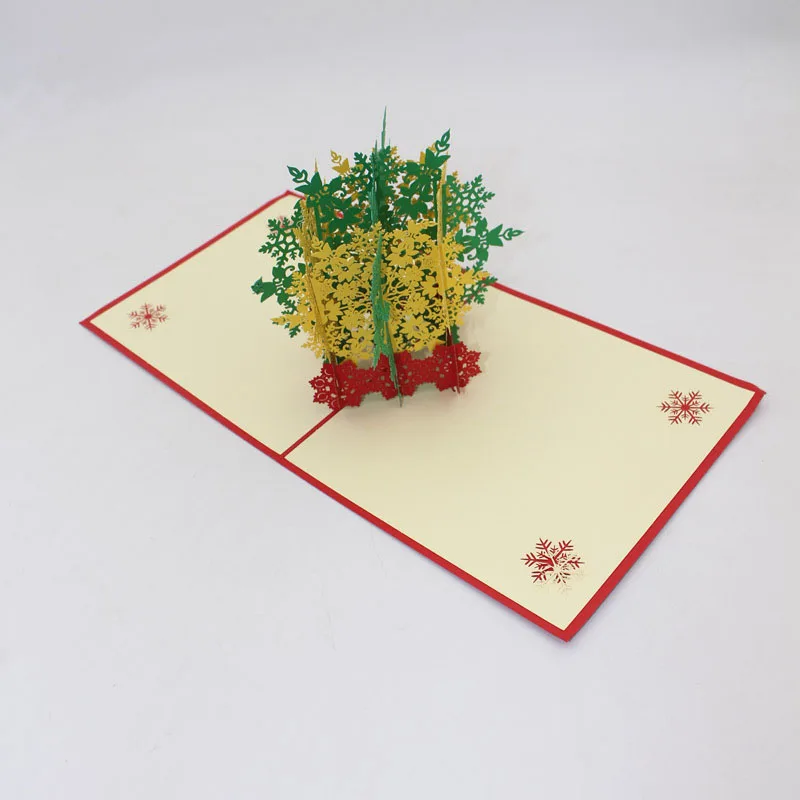 3D Ручная работа Рождество двойной цвет зеленый желтый снежинка дерево бумага
