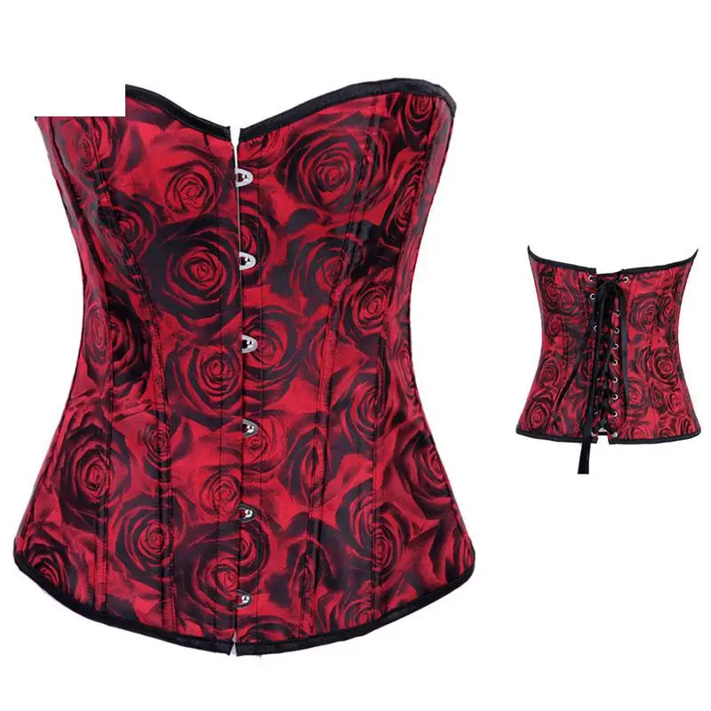 Розовый узорчатый красный атласный Бурлеск корсет пикантное женское бельё