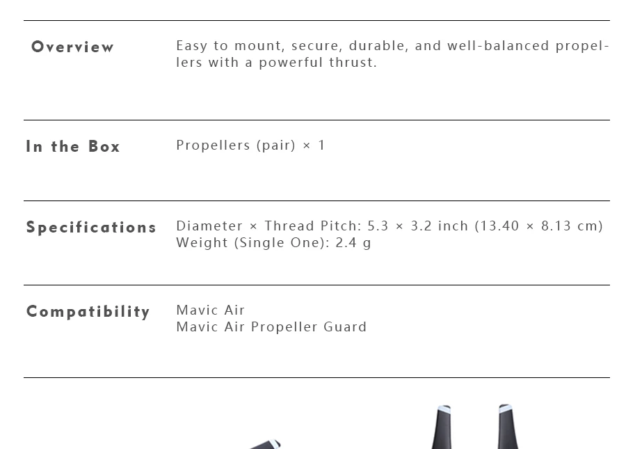 Пропеллер DJI Mavic Air Propeller, легко монтируемый, безопасный, прочный и хорошо сбалансированный пропеллер с мощной тягой для DJI Mavic Air