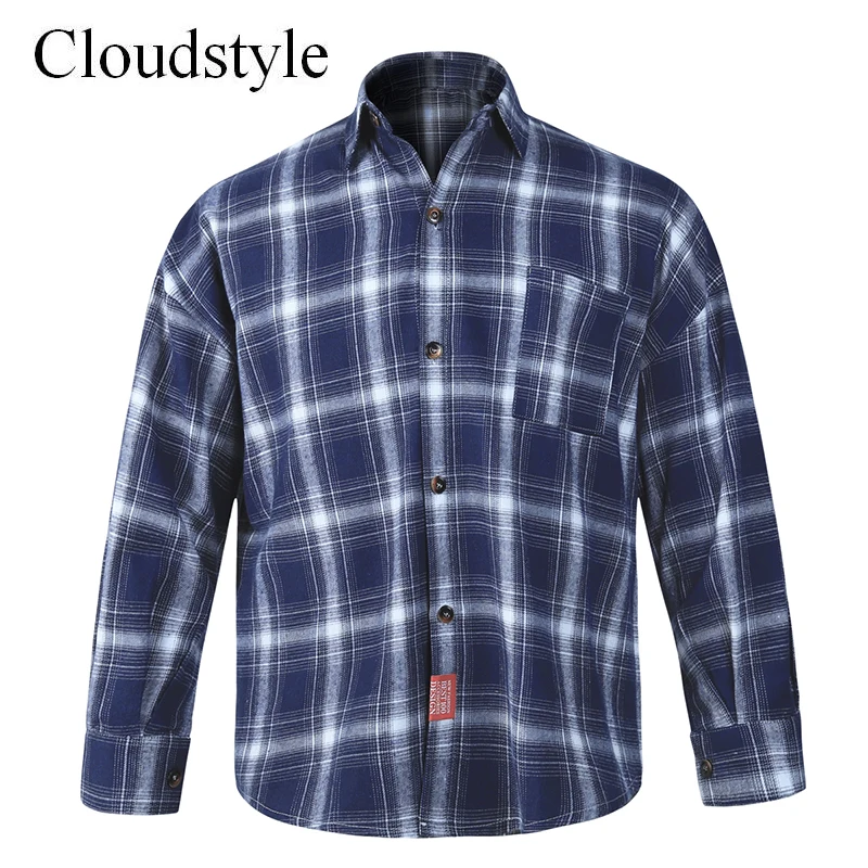 Cloudstyle 2018 модные мужские рубашки в клетку Демисезонный одежда с длинным рукавом