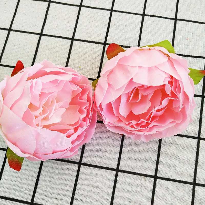 pink 02 10 шт. высокая имитация ядро Пион цветок голова Шелковый цветок DIY свадебный цветок стены фон украшение Шелковая Роза - Цвет: pink 02