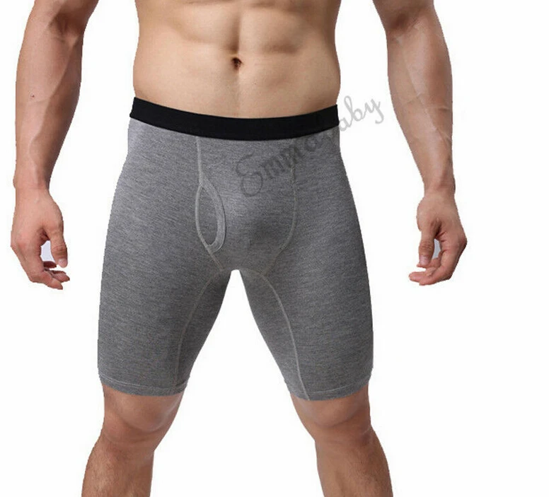light gray Комфортное Мужское нижнее белье со средней талией, боксеры, шорты с выпуклым мешочком, длинные штаны - Цвет: light gray