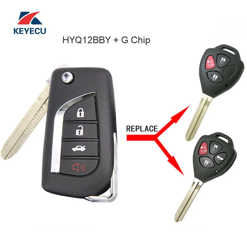 

KEYECU Replacement Modified Flip Remote Car Key Fob for Toyota Yaris Camry Rav4 4Runner Corolla FCC ID: HYQ12BBY G Chip