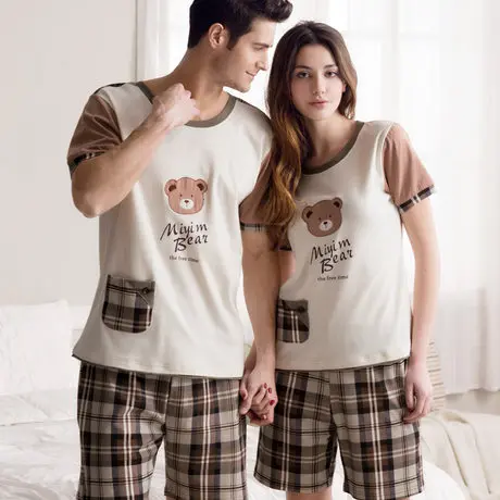 Бесплатная доставка летняя и осенняя одежда для сна из 100% хлопка с коротким