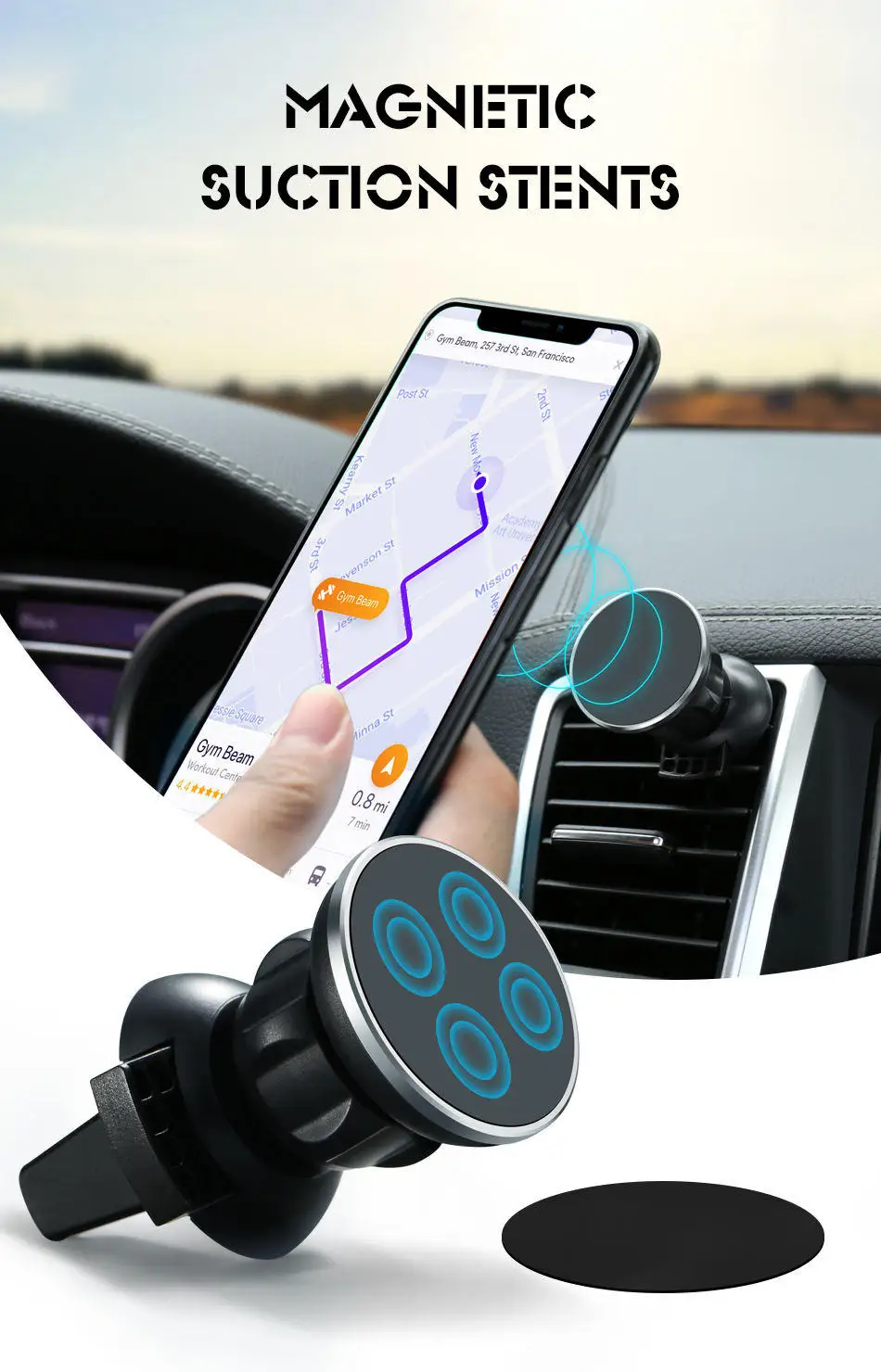 CASEIER Универсальный крепкий магнитный автомобильный держатель для телефона для вашего мобильного телефона в автомобиле подставка для держатель на вентиляционное отверстие автомобиля Soporte movil coche