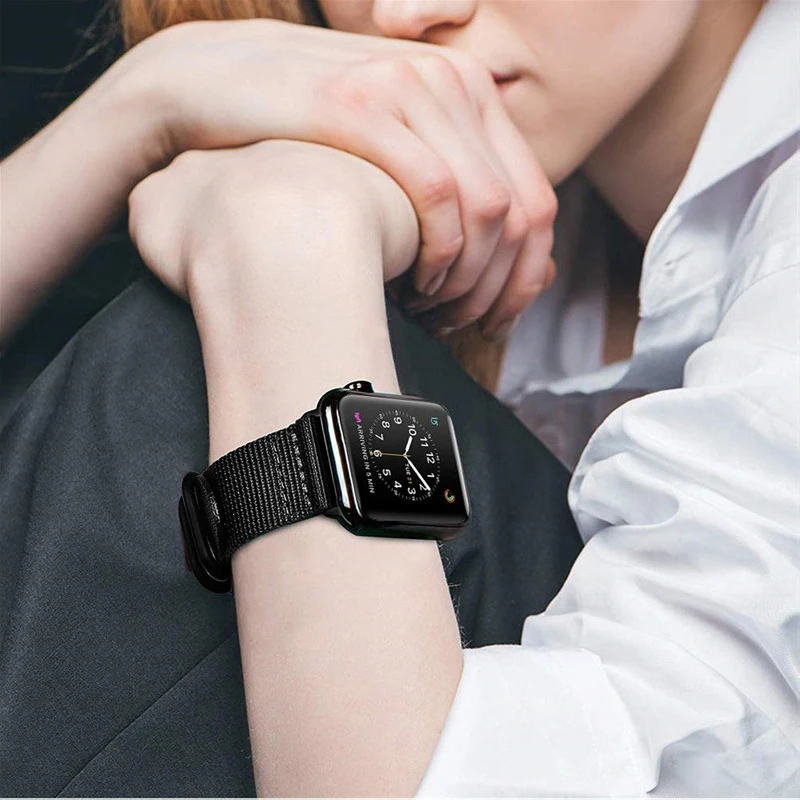 Ремешок нейлоновый для apple watch band 42 мм 38 браслет 4 44 40 iwatch series 4/3/2/1 аксессуары