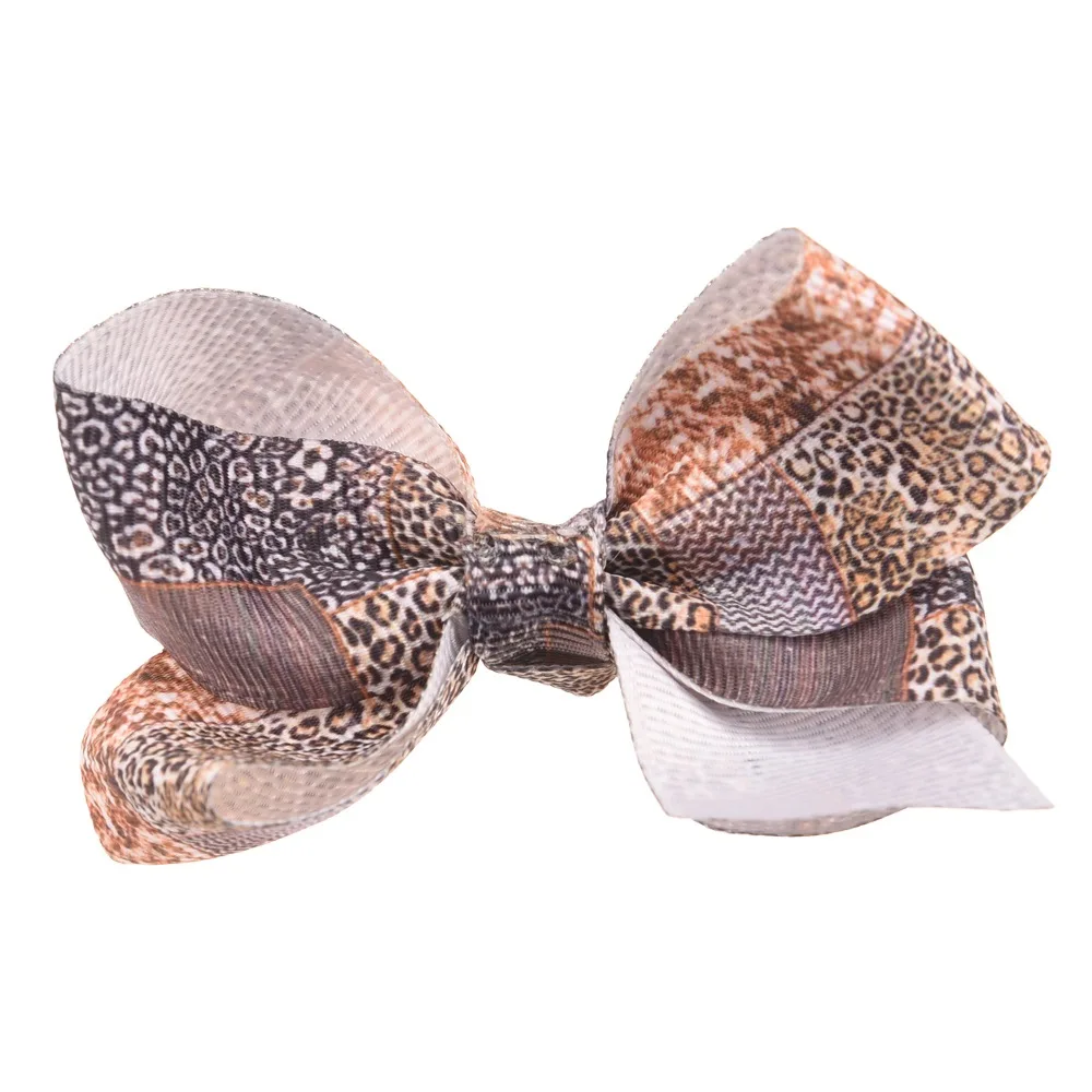 16 шт. 2,7 дюймов Leopard банты с принтом для волос Зебра лук милые волосы AccessoriesHair цветок BowsHair зажимы или нет заколка