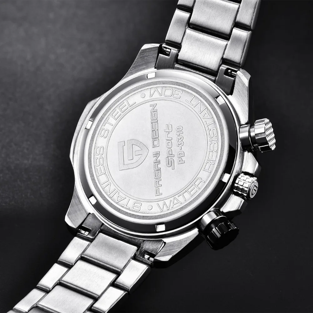 PAGANI DESIGN Men's Quartz Watches Solid Stainless Steel Man Wristwatches Business Military Mens Watch Chronograph Date Clock | Наручные