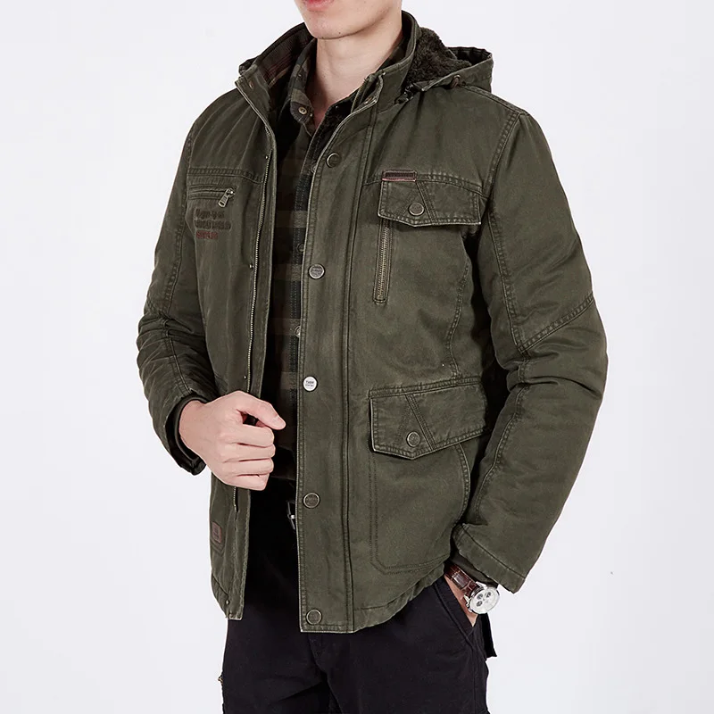 Army Green Размера плюс 7XL 8XL зимняя куртка Для мужчин Военная Униформа ветровка, верхняя одежда, утепленная куртка-парка Hombre высокое качество с капюшоном шерстяная подкладка Для мужчин s пальто - Цвет: Army Green