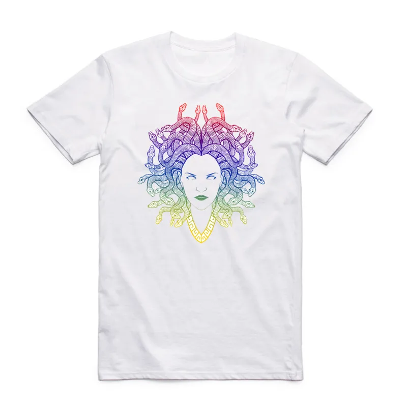 Medusa Men Women Print White T-shirts Summer Short Sleeve O Neck Funny T Shirt Fashion Streetwear Clothing Tops Tees | Мужская одежда