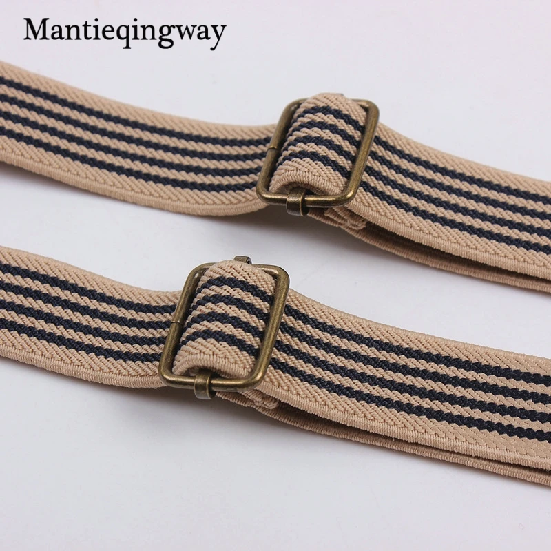 Mantieqingway мужские и женские брюки подтяжки для мужчин s полосатые эластичные тиранты регулируемые ремень