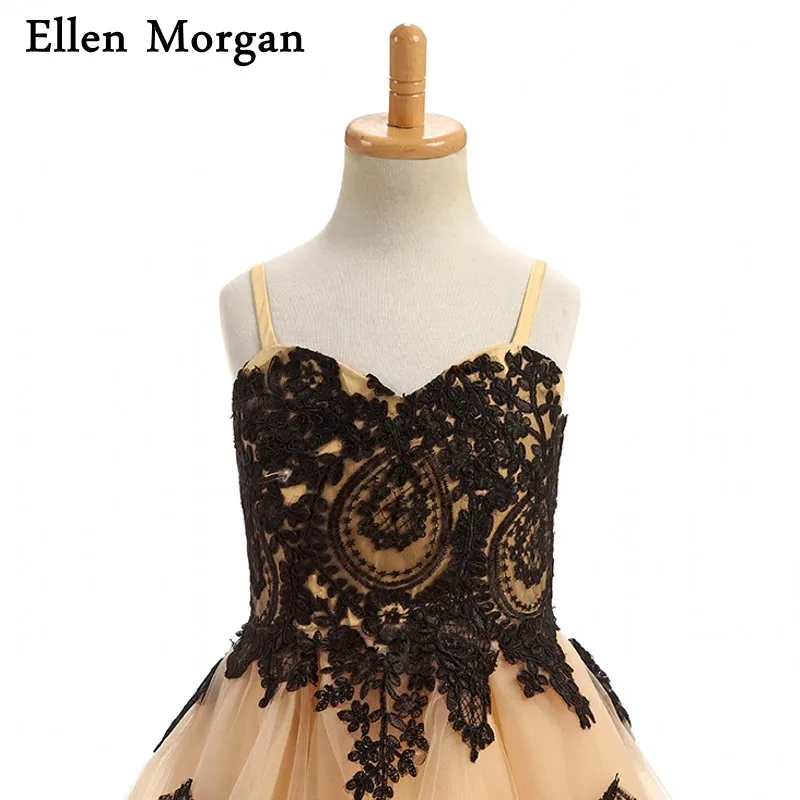 Платья для девочек с золотыми цветами пикантные Детские платья на бретельках