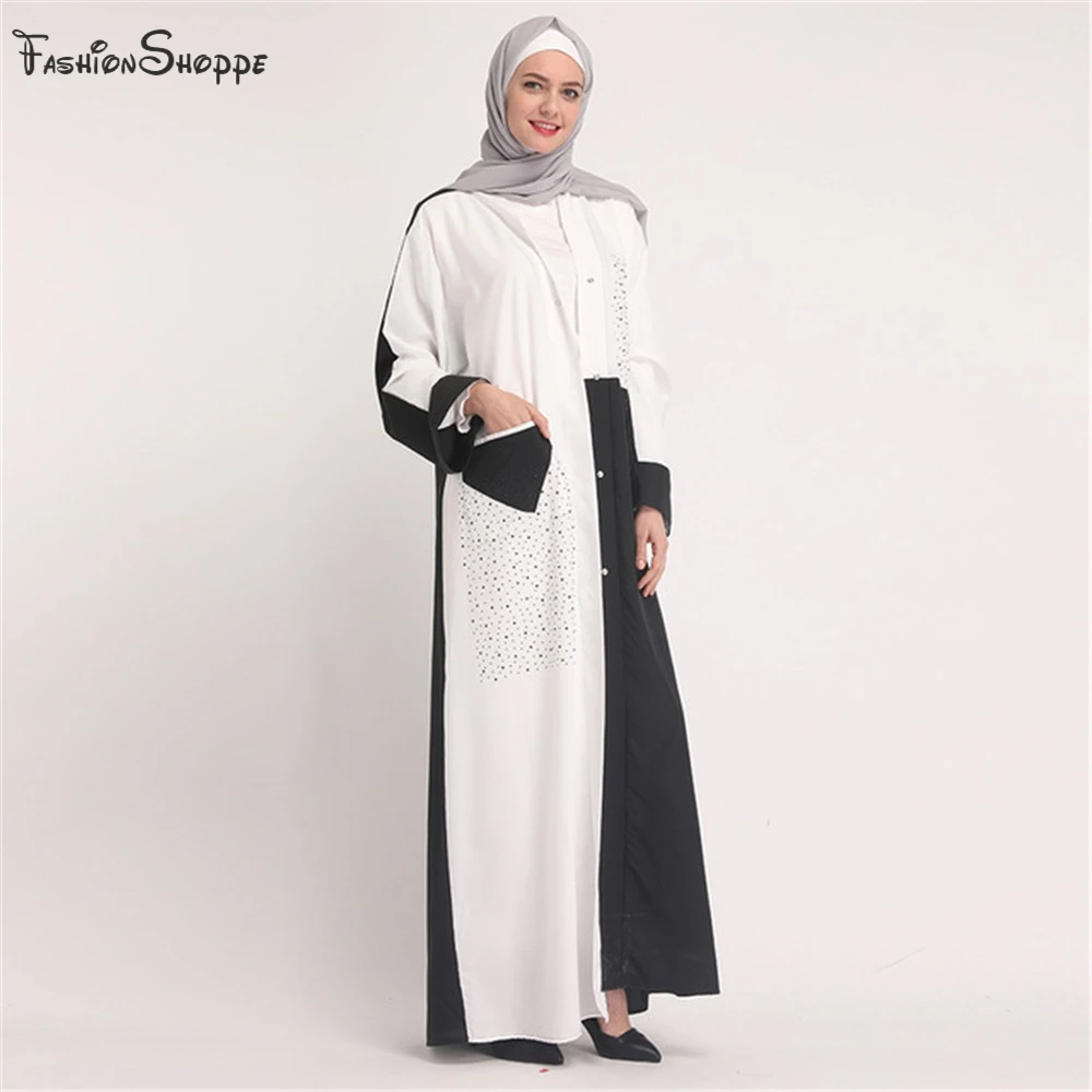 Женские мусульманские Длинные платья Abaya длинное платье кардиган в стиле пэчворк