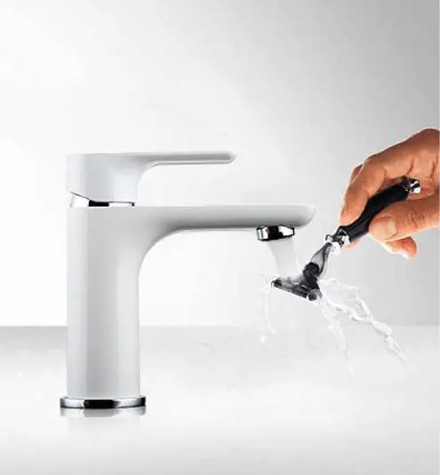 Смеситель для раковины с белым рисунком кран ванной комнаты одной ручкой