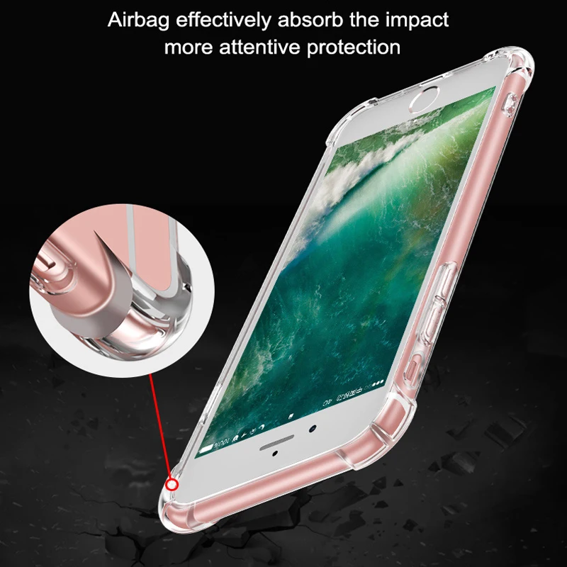 Case for iPhone 6 6S 7 8 Plus 7Plus 8Plus Super Shockproof Clear Soft Silicone Luxury cell Phone Back Cover iphone X | Мобильные