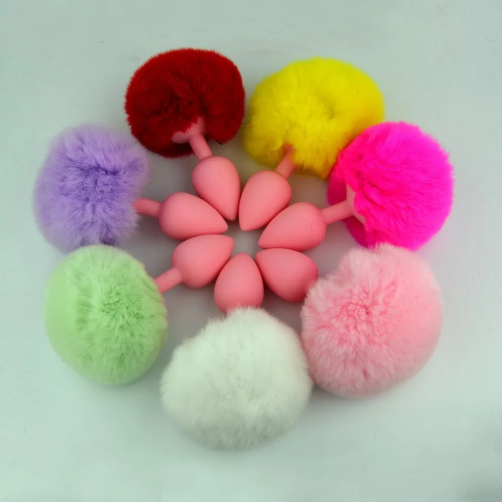 Мини лиса хвост Анальная пробка розовый Силиконовый маленький кролик buttplug