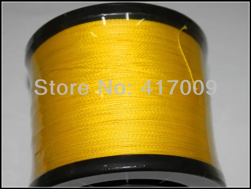 Оптовая продажа 4 strands 100% пэ плетеный шнур 1000 м сильный чп Dyneema спектры желтый LB10