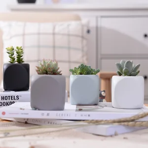 Набор из 4 цветочных горшков из матового фарфора