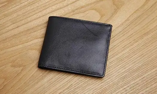 Black LANSPACE мужской короткий кошелек из коровьей кожи, тонкий кошелек для монет, дизайнерские кошельки - Цвет: Black