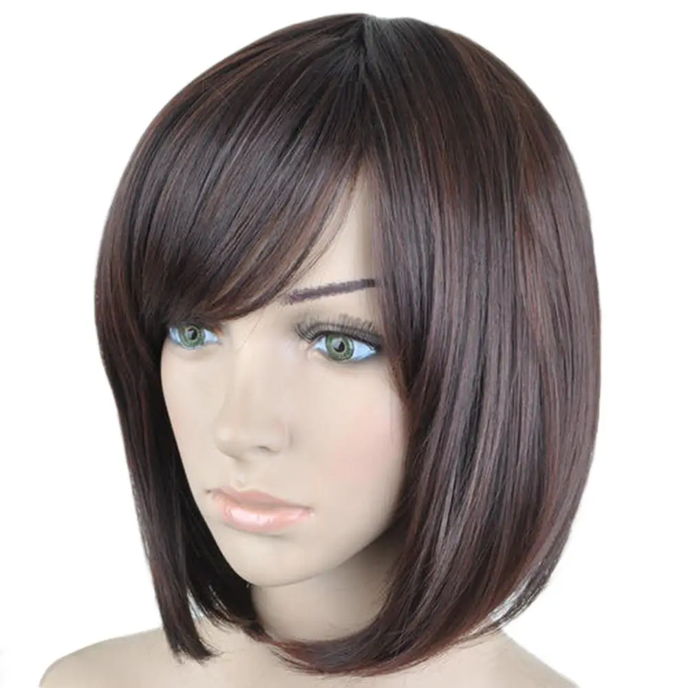 brown mixed HAIRJOY женские модные коричневые прямые короткие синтетические волосы парики 6 цветов - Цвет: brown mixed