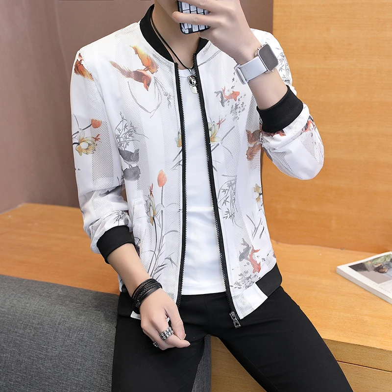 Корейские летние одежда для защиты от солнца Slim Fit Куртка пилот женщины печати