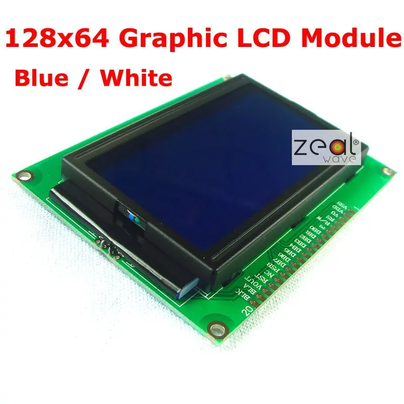 

128x64 12864 128*64 Graphic Dot Matrix LCD Module Blue / White LED Backlight ST7920 Free shipping