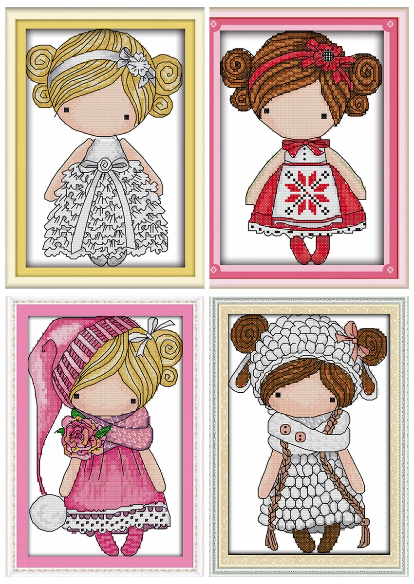 

The magic doll with rose cross stitch kit cartoon 14ct 11ct count print canvas stitches embroidery DIY handmade needlework plus