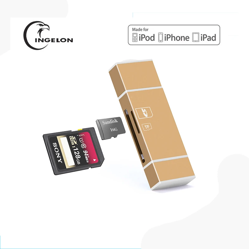 Ingelon micro sd Золотой считыватель карт памяти usb Microsd Компьютерные аксессуары TF адаптер otg адаптер для iphone 6 5 ipad ipod Mac