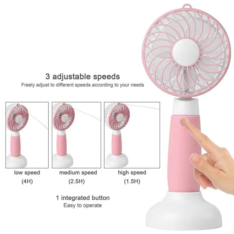 Portable Windmill USB Rechargeable Mini Fan 3-Speed Handheld Desktop (pink) | Бытовая техника