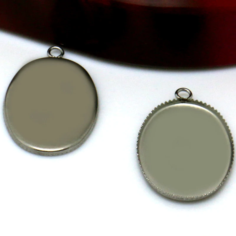 20pcs Stainless Steel Pendant Settings Cabochon Base Bezel Trays Blank Fit 13*18mm 18*25mm Cabochons Cameo DIY Jewelry Making
