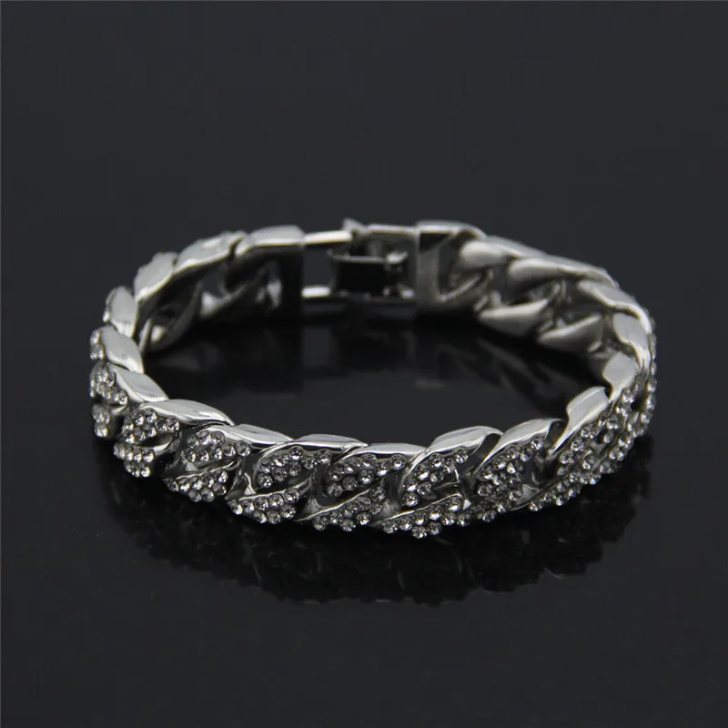 6/7/8/9inch Miami Curb Cuban Bracelet For Men Hip Hop Iced Out Paved Rhinestones Cz Rapper Women Jewelry | Украшения и аксессуары