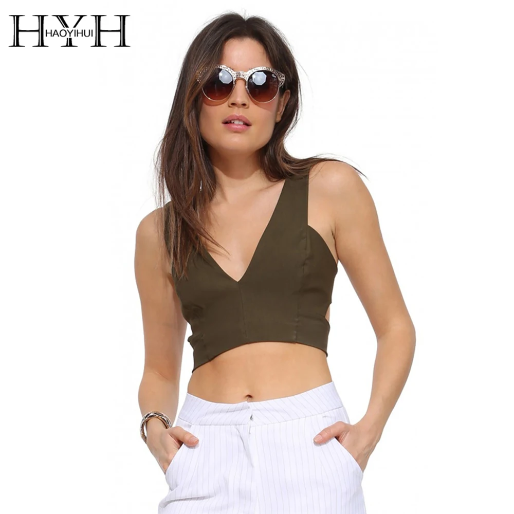HYH HAOYIHUI Sexy Cut Out Basic безрукавки для женщин с v образным вырезом спинки Тонкий
