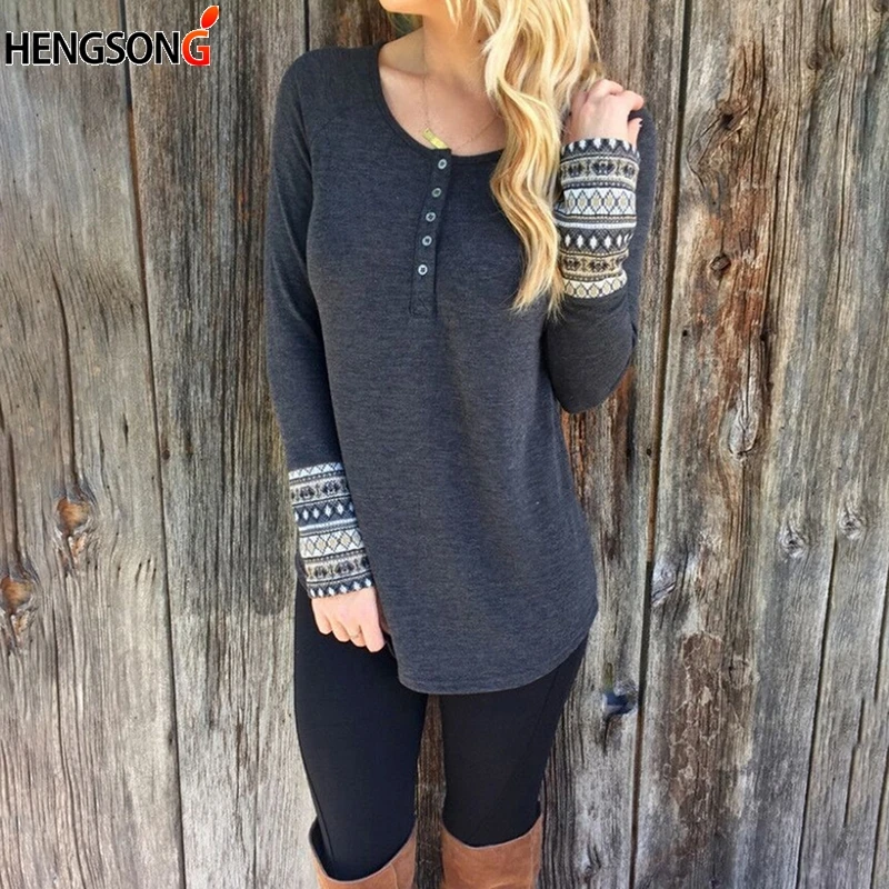 Мода Boho Для женщин Топы корректирующие футболка дамы с длинным рукавом