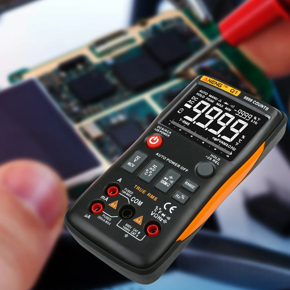 ANENG Q1 9999 Counts True RMS Digital Multimeter AC DC Voltage Current Resistance Capacitance Temperature Tester Auto/Manual NEW |