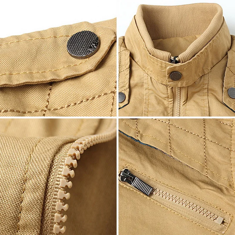 Мужская винтажная куртка HEFLASHOR однотонная Повседневная Уличная на молнии с