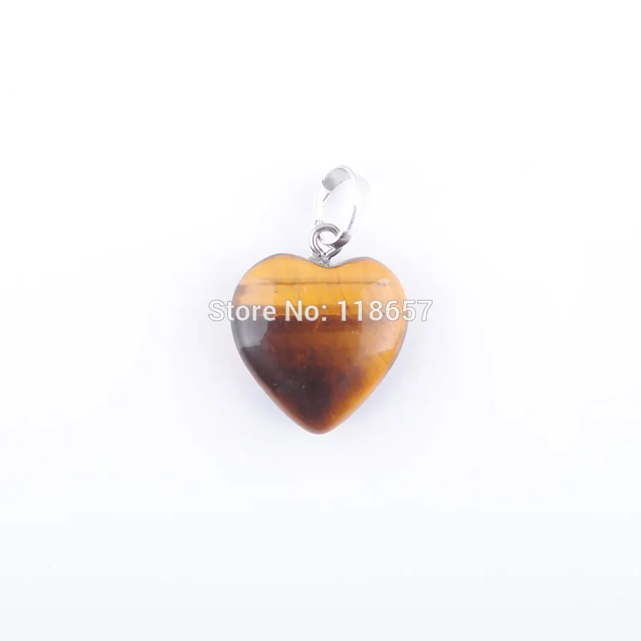 Tigers Eye Pendant YOWOST натуральные тигры глаз авантюрин Агаты кристаллы аметиста лазурит Любовь Сердце с кулоном и бусинами в виде камней ожерелье ювелирные изделия IBN345 - Окраска металла: Tigers Eye Pendant