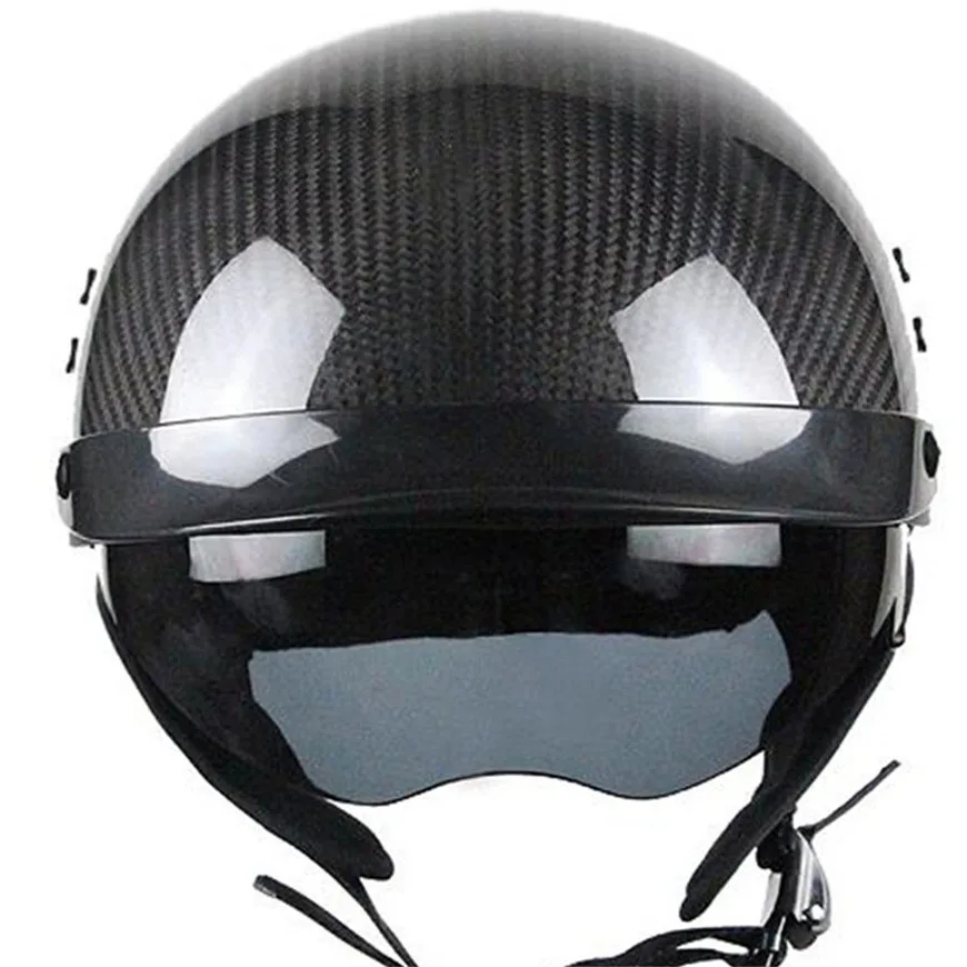 Carbon Fiber Motorcycle Motorbike Rider Half Retro For Helmet Visor With Collar Vespa Open Face Half Motor With Dual Lens enlarge