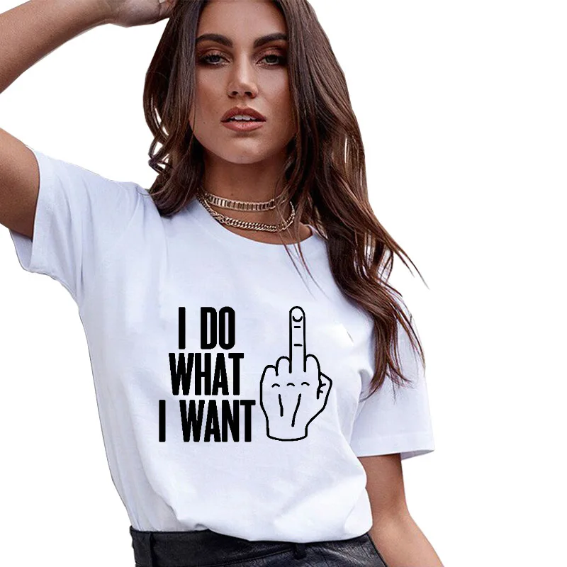 Женская футболка с буквенным принтом I Do What Want забавные летние топы короткими