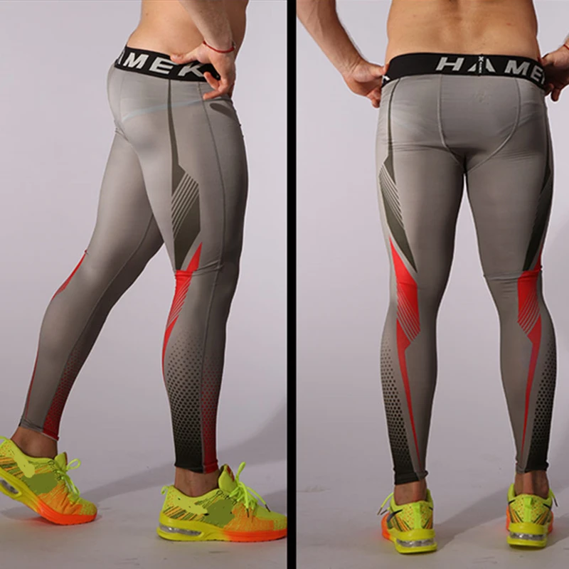 Спортивные Леггинсы 2017 мужские Бег Штаны сжатия тренажерный зал Колготки