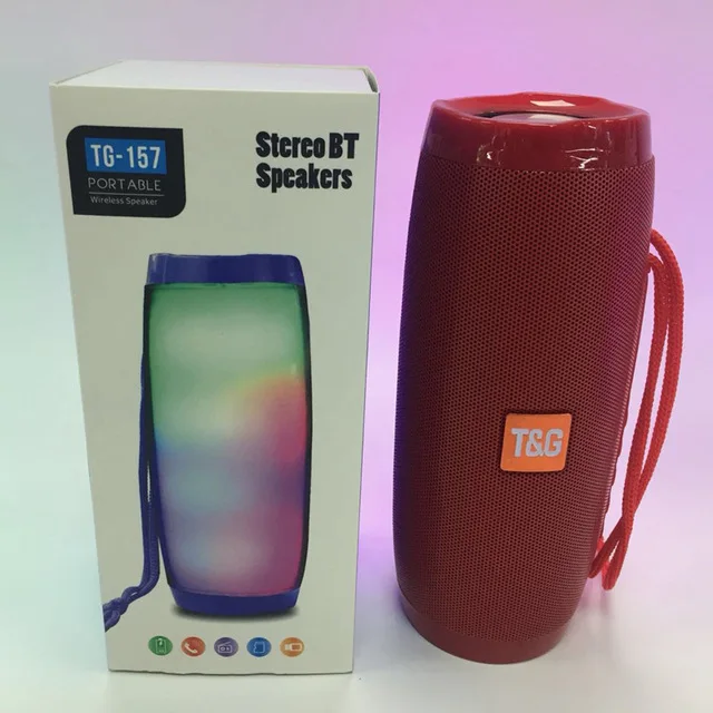 red Tg 157 светодиодный bluetooth-динамик 10 Вт Bluetooth портативный звуковой блок HIFI Автомобильная компьютер Беспроводная колонка fm-радио USB Сабвуфер для HUAWEI - Цвет: red