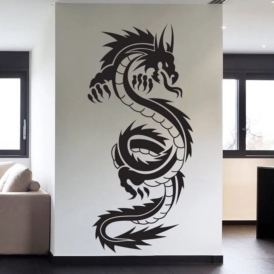 Съемный высокое качество Винил Wall Art Наклейки Стикеры китайский Дракон тату
