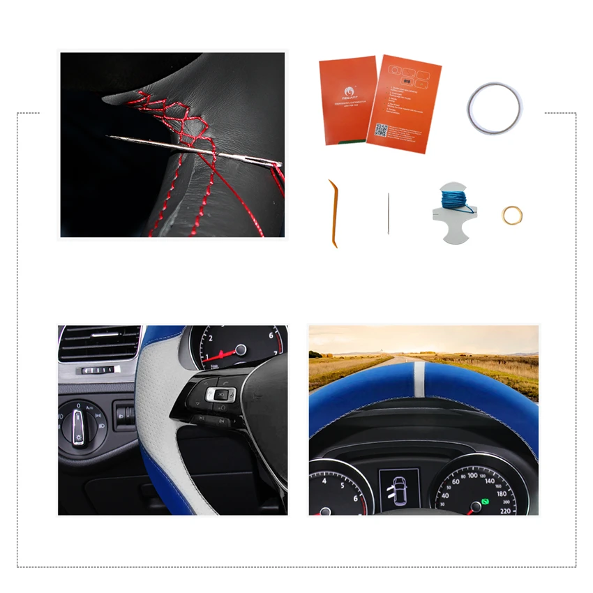 MEWANT синий белый кожаный чехол на руль для Volkswagen VW Golf 7 Mk7 новый Polo Jetta Passat B8 Tiguan Sharan