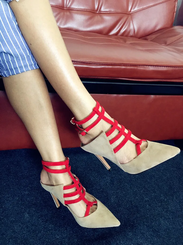 T-tied Suede High Heels Pointed Toe Women's Shoes Summer New 2019 Sandals in Sexy Lady Casual Pumps Customized | Обувь