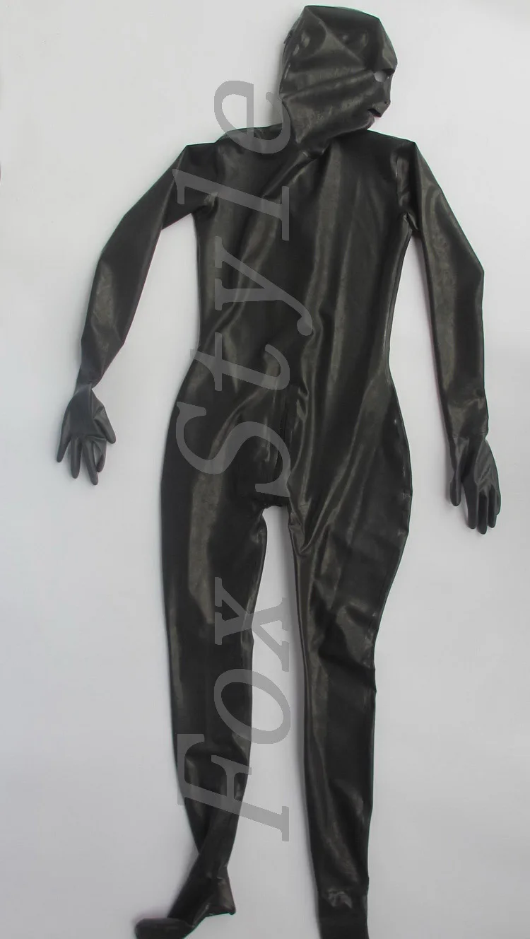 Черные латексные перчатки на молнии с полным покрытием catsuit | Тематическая одежда