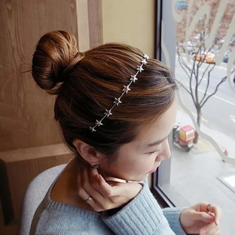 Женский обруч для волос AWAYTR золотистый/Серебристый с металлической звездой