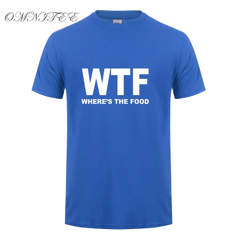 Omnitee новый летний WTF где еда Футболка Мужская хлопковая футболка с коротким