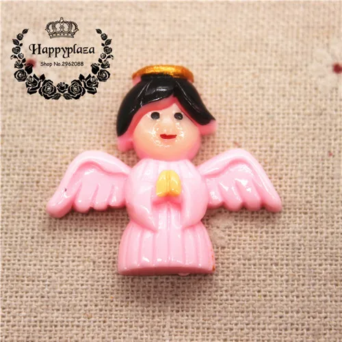 pink 10pcs Шт. 10 шт. милые смолы белый/розовый Ангел миниатюрный кабошон с плоским основанием книги по искусству питания украшения Шарм Ремесло, 32* мм 36 мм - Цвет: pink 10pcs