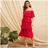 SHEIN Стильное Платье Со Складками И Открытыми Плечами Женские Летние Длинные Платья Без Рукавов