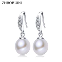 zhboruini pearl earrings water drop earrings freshwater pearl zircon 925 sterling silver jewelry for women fashion accessories