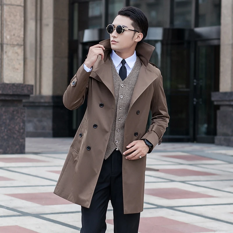 

S-9XL ! 2016 men's clothing fashion handsome trench turn-down collar double breasted slim overcoat plus size costumes